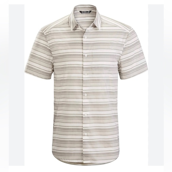 Arc’teryx Brohm Short Sleeve Striped Shirt in Ethereal Rune Brown L NWOT - Picture 3 of 9